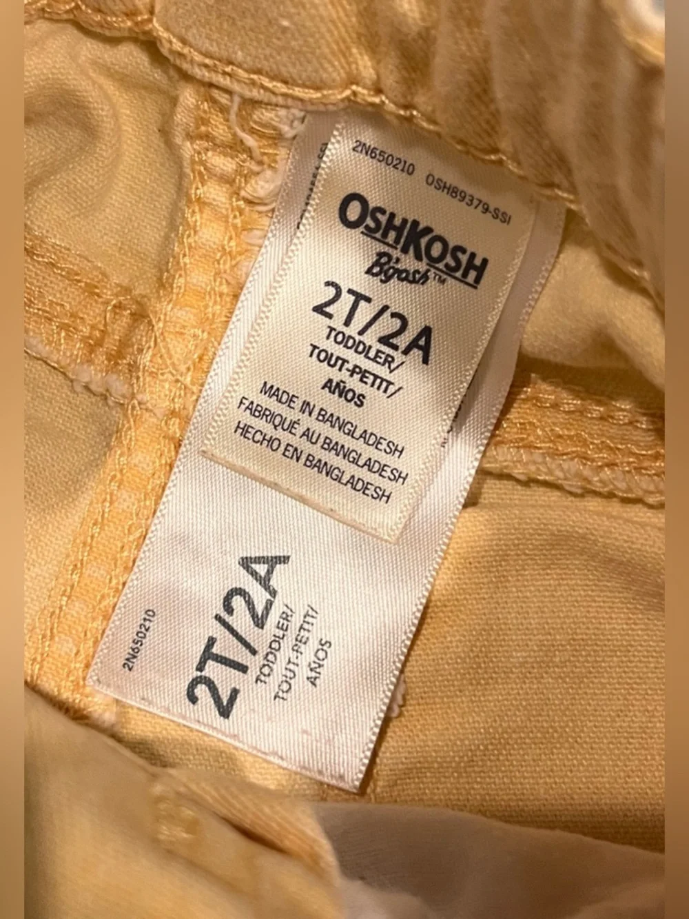 OshKosh B'gosh Yellow‎ Denim Shorts with Frayed Hem size 2T
